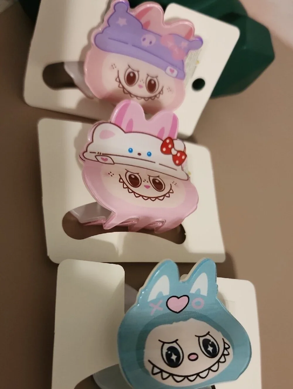 Kids Cute Character Hair Claw Clips - Blue & Pink
